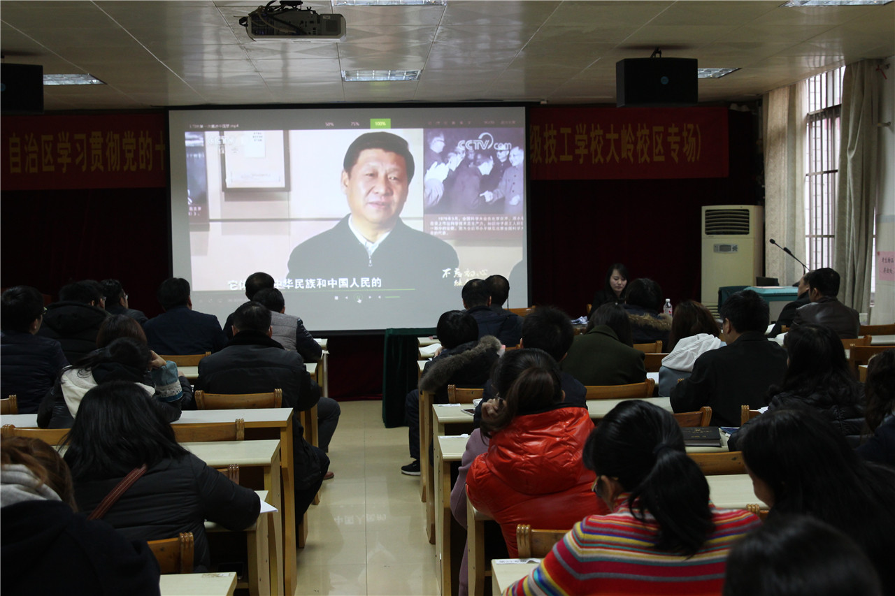 宣讲会上通过视频学习习近平总书记的讲话.JPG