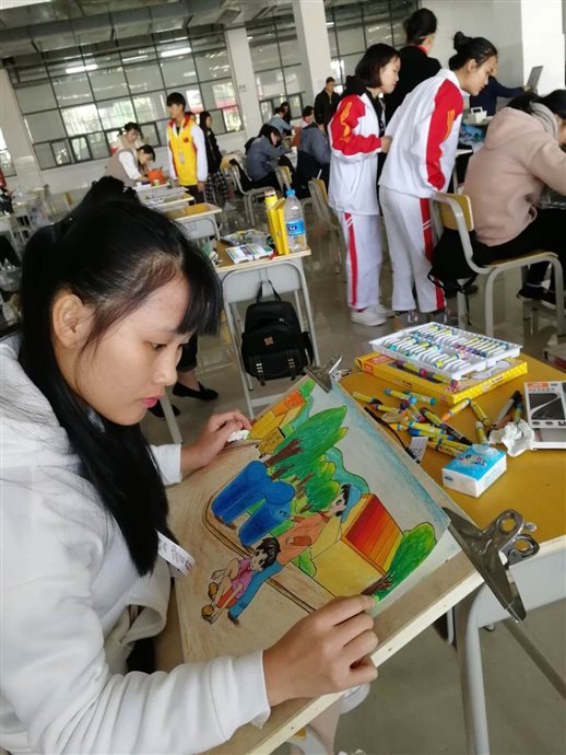 C:UsersAdministratorDesktop学校参加区技工院校啦啦操和书画比赛报道学生选手在比赛中 （绘画）.jpg